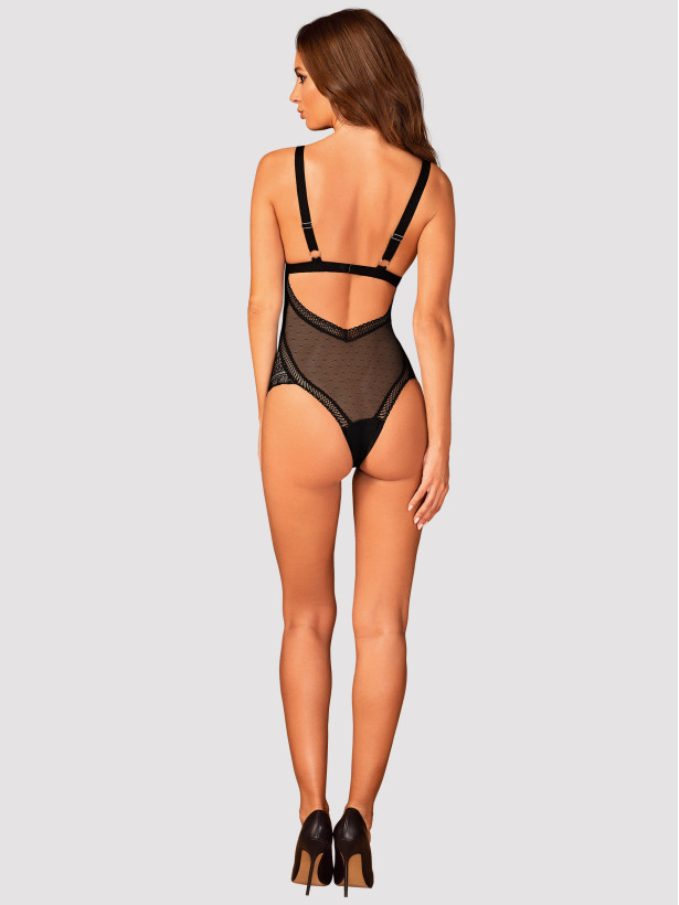 Black Lace Bodysuit Obsessive Estiqua — Sheer Mesh