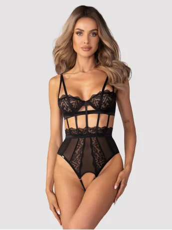 Body mit dekorativen Riemchen und offenem Schritt Obsessive Hersis