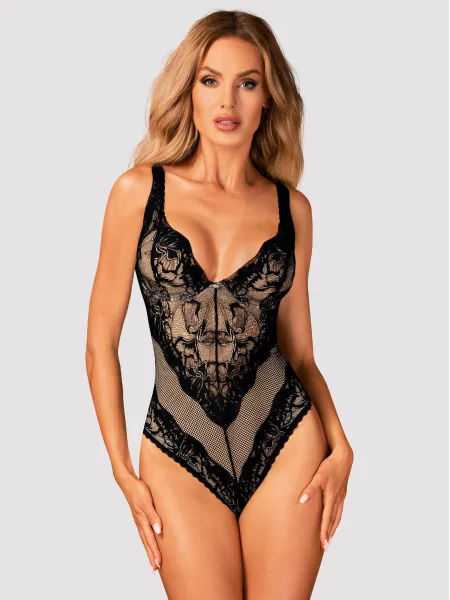 Obsessive Olvidia Schwarzer transparenter Spitzen-Body