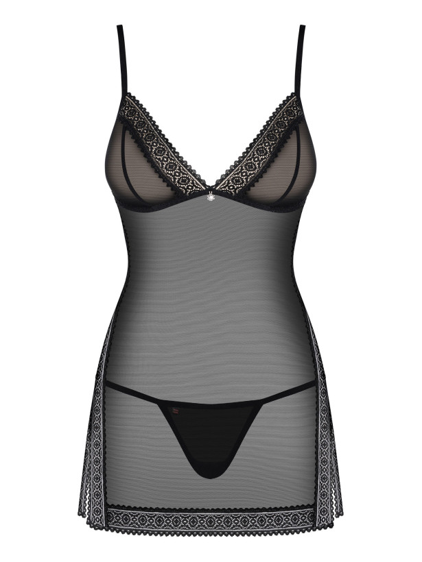 Black Lace Chemise Obsessive 862-CHE-1 — Padded Cups