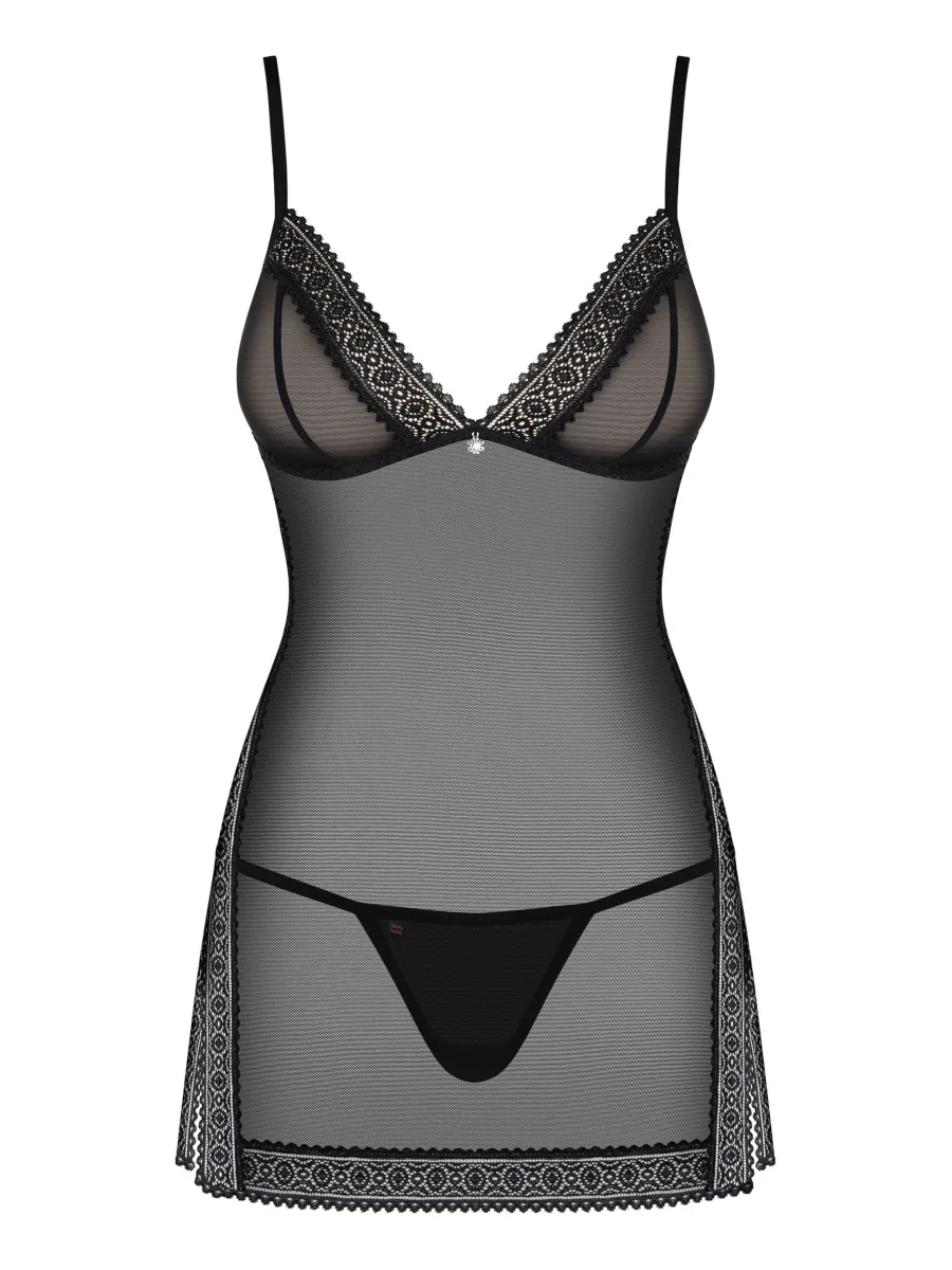Black Lace Chemise Obsessive 862-CHE-1 — Padded Cups