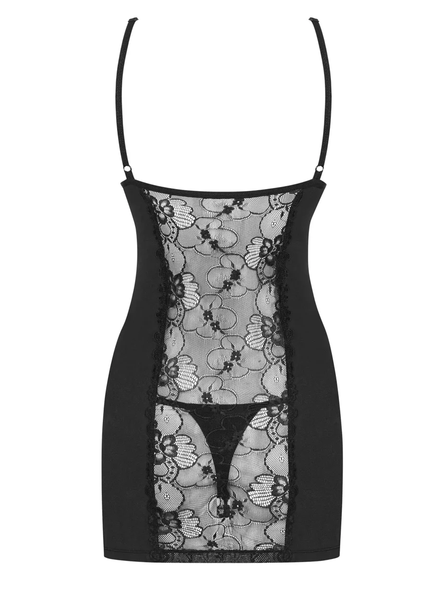 Black Lace Chemise Obsessive Heartina — Underwire