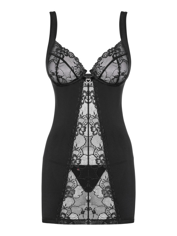 Black Lace Chemise Obsessive Heartina — Underwire