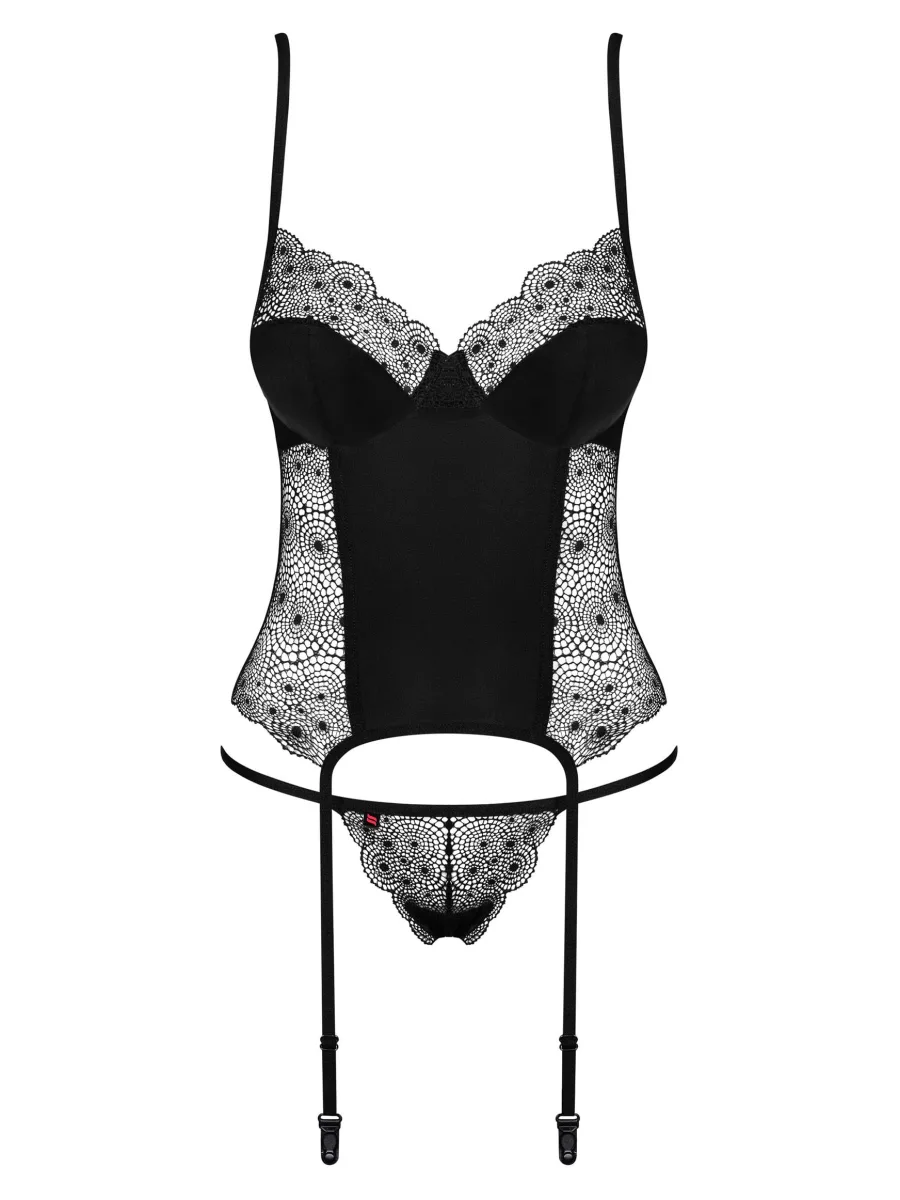Black Lace Corset Obsessive Sharlotte — Underwired Set