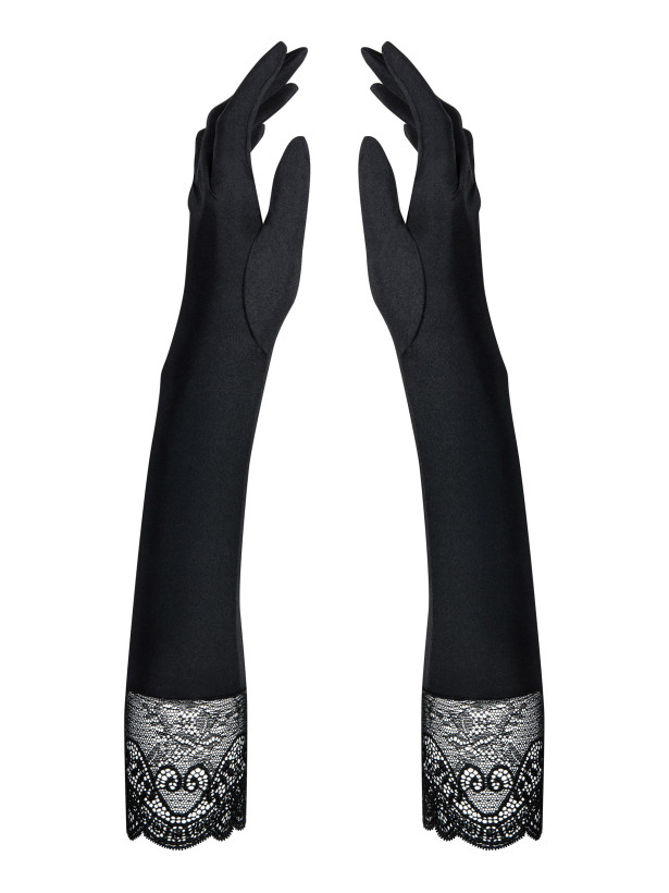 Obsessive Miamor Lange Spitzenhandschuhe mit Strasssteinen