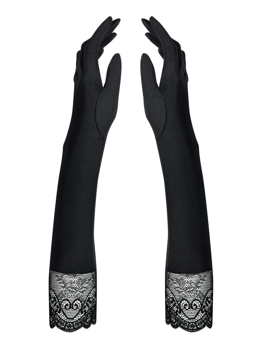 Black Lace Gloves Obsessive Miamor — Rhinestones