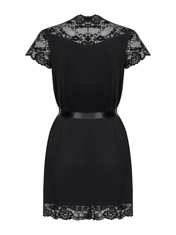 Black Lace Robe Obsessive 810-PEI-1 — Tie Belt