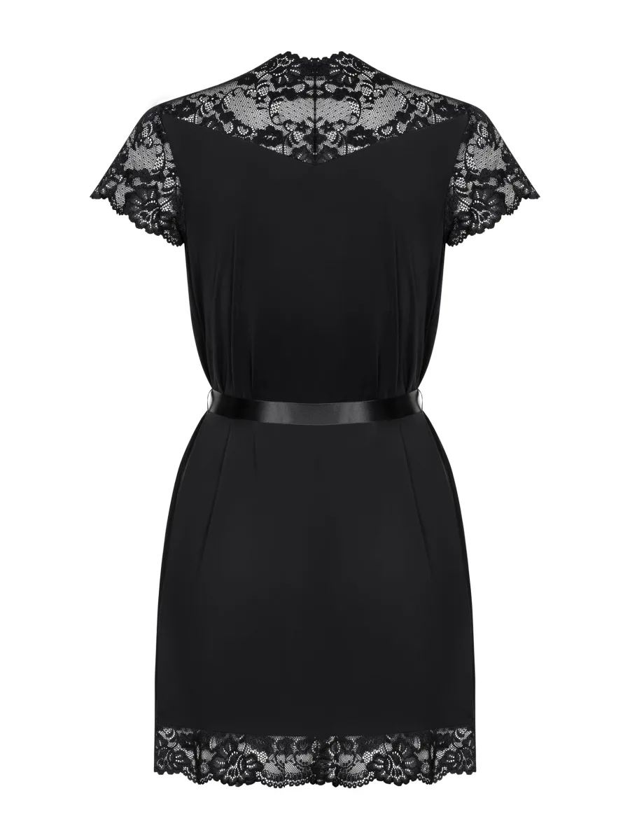 Black Lace Robe Obsessive 810-PEI-1 — Tie Belt