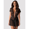 Black Lace Robe Obsessive Alluria — Sheer Peignoir Set