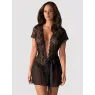 Black Lace Robe Obsessive Alluria — Sheer Peignoir Set