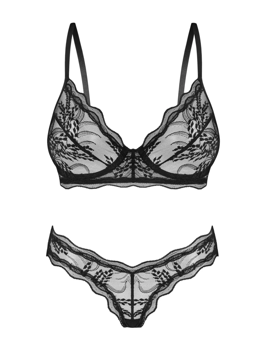 Schwarzes Spitzen-Set Perisia — 2-teilige Dessous