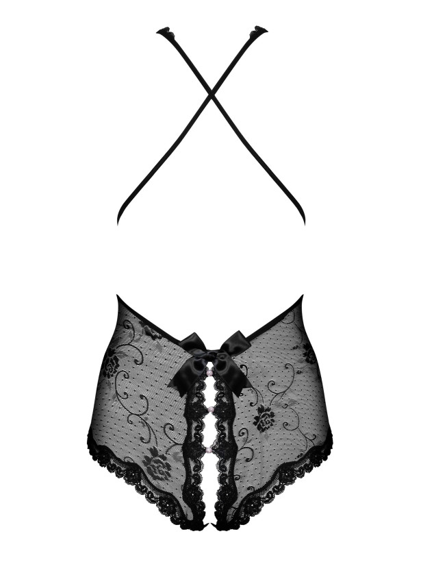 Black Lace Teddy Obsessive Fiorenta — Crotchless Bodysuit
