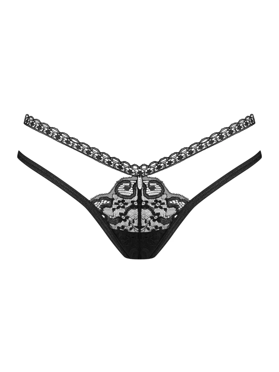 Black Lace Thong Obsessive Blomentis — Floral Detailing
