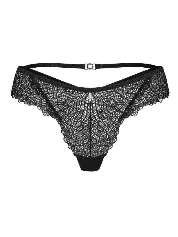 Black Lace Thong Obsessive Iliosa — Decorative Clasp