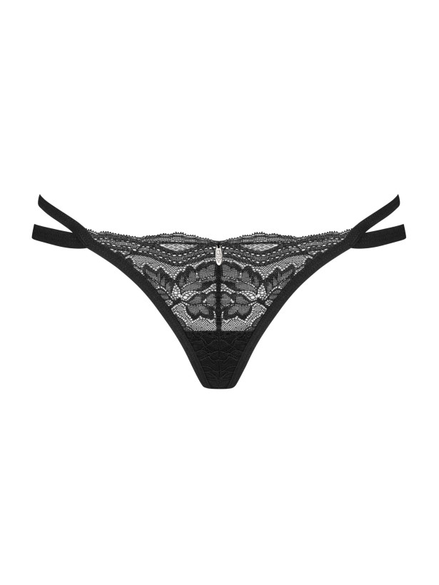 Black Lace Thong Obsessive Nutris — Floral Detailing