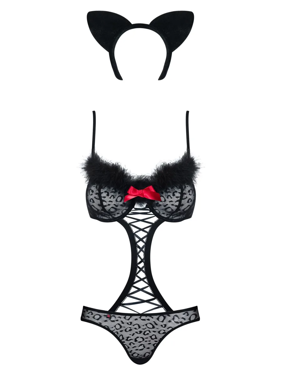 Black Leopard Bodysuit Obsessive Gepardina — Kitty Set