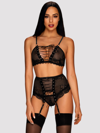 Black Lingerie Set Obsessive Basitta — Lace Up Details