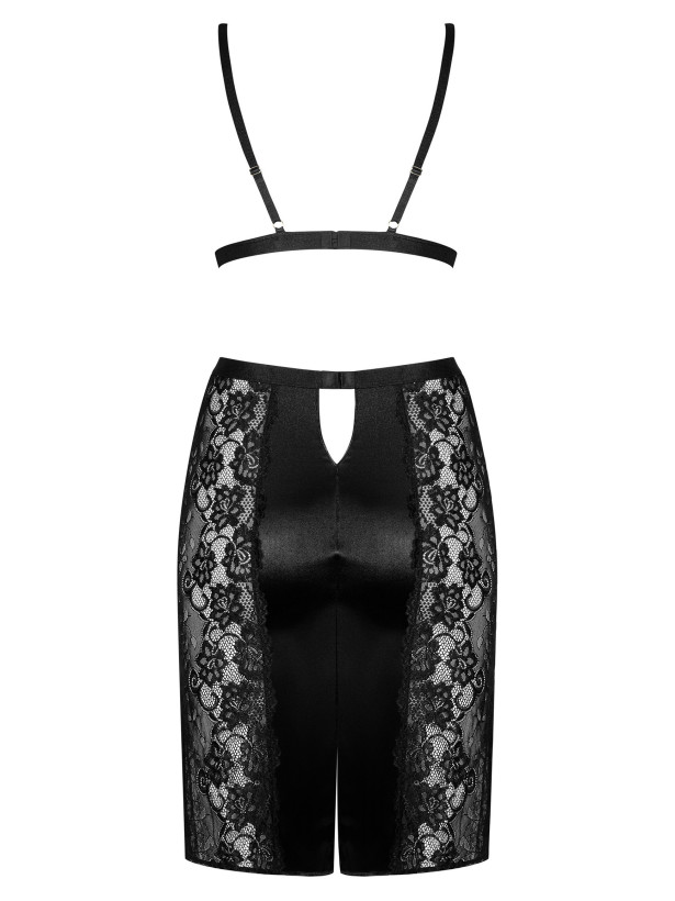 Obsessive Blanita Satin-BH und Schlitz-Rock mit Blumenspitze