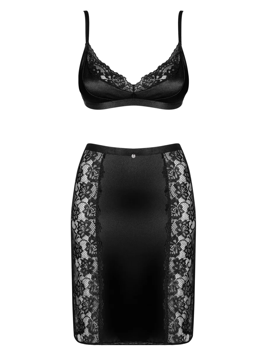 Black Lingerie Set Obsessive Blanita — Satin Lace