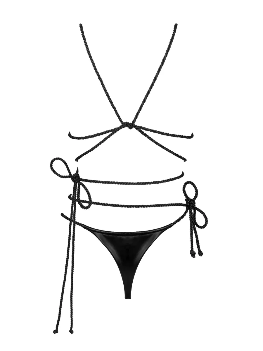 Obsessive Cordellis Sexy Set aus glänzendem Kunstleder: BH und String