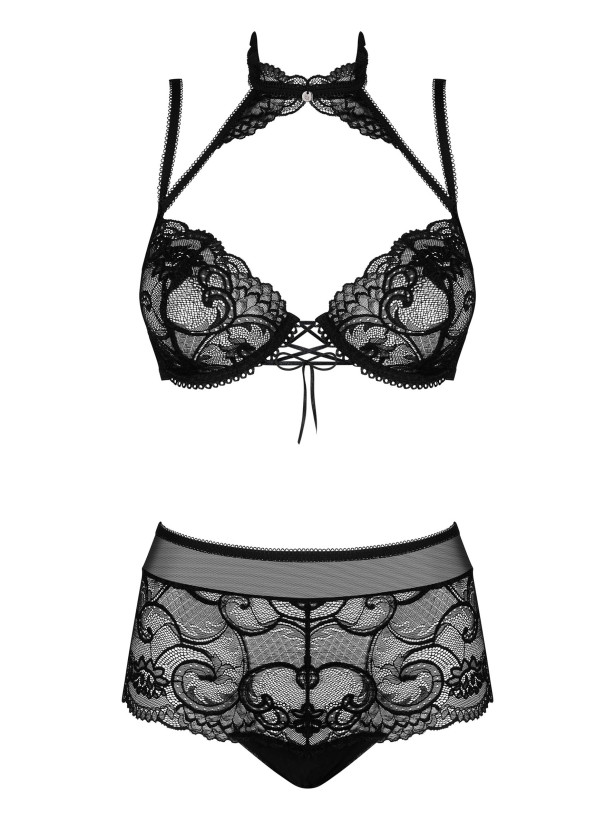 Black Lingerie Set Obsessive Elizenes — Choker Detail