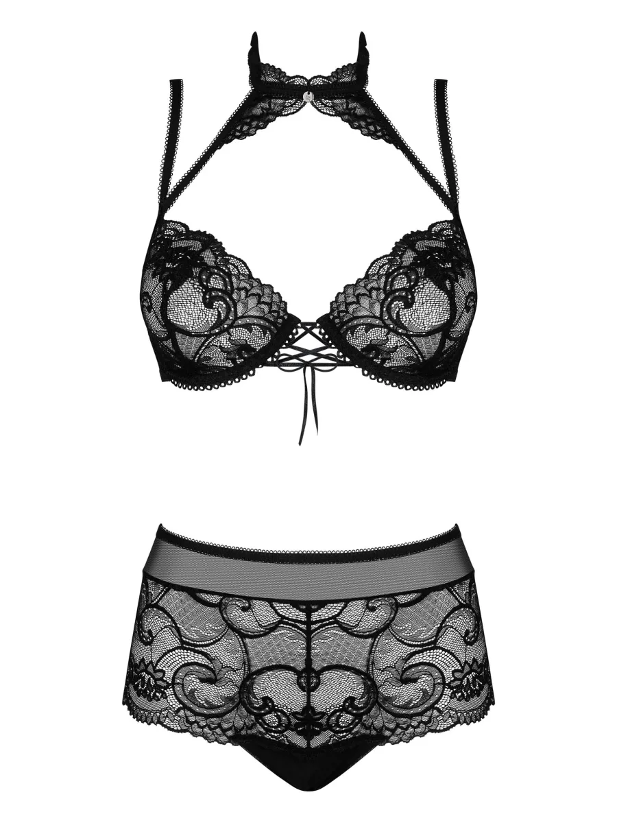 Black Lingerie Set Obsessive Elizenes — Choker Detail