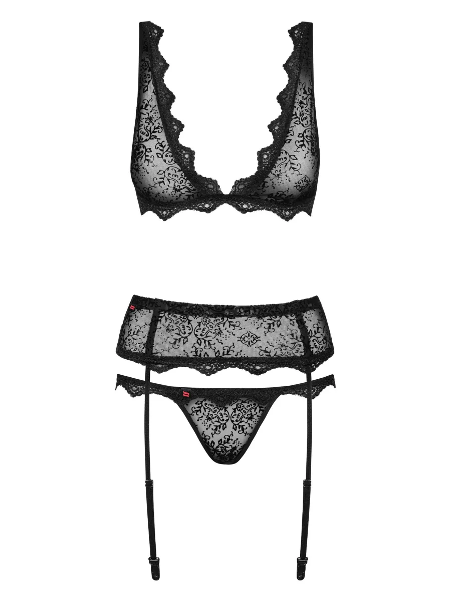 Black Lingerie Set Obsessive Emperita — Lace