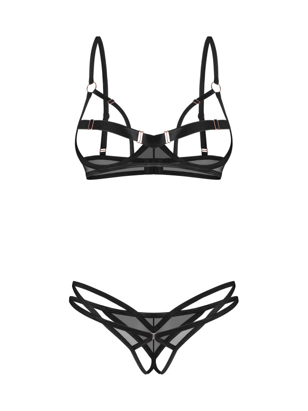 Black Lingerie Set Obsessive Euridia — Open Design