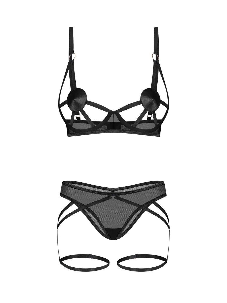 Black Lingerie Set Obsessive Euridia — Strappy Bra