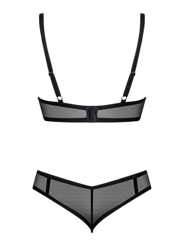 Obsessive Glandez Sexy Set aus transparentem schwarzem Netzmaterial: Soft-BH und Tanga