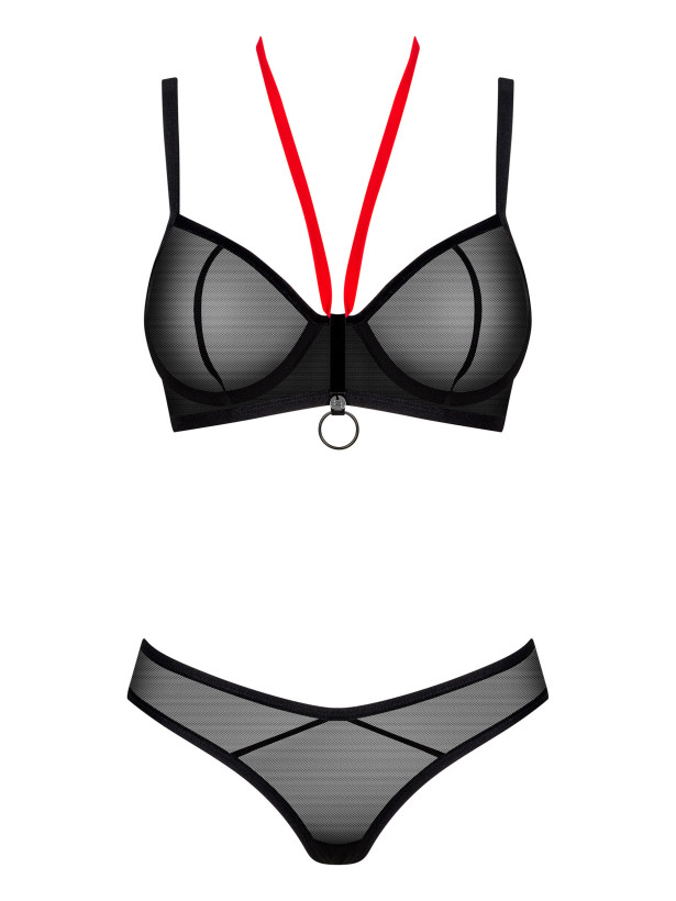 Obsessive Glandez Sexy Set aus transparentem schwarzem Netzmaterial: Soft-BH und Tanga