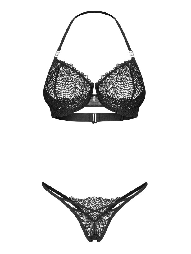Erotisches Set: schwarzer BH und offener String Obsessive Iliosa