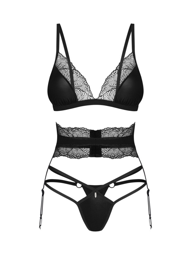 Black Lingerie Set Obsessive Lobellis — 3-Piece Lace