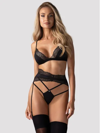 Obsessive Lobellis Verlockendes BH, String & Strumpfhalter-Set