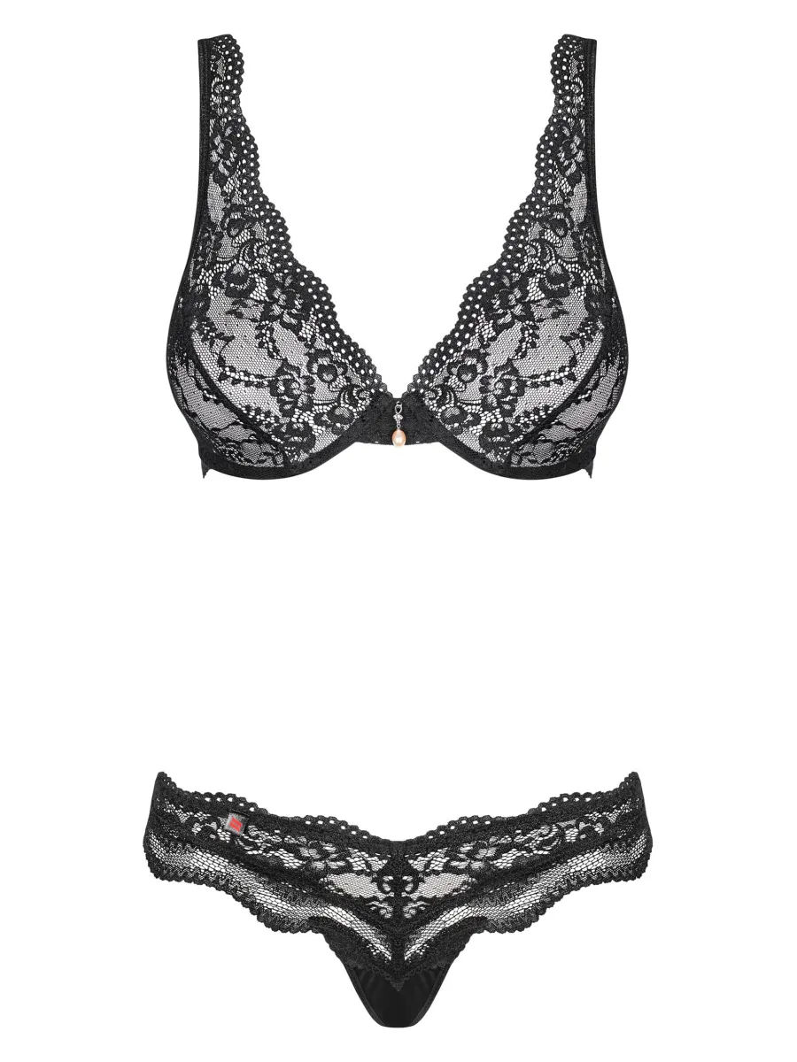 Black Lingerie Set Obsessive Luvae — Lace Bra