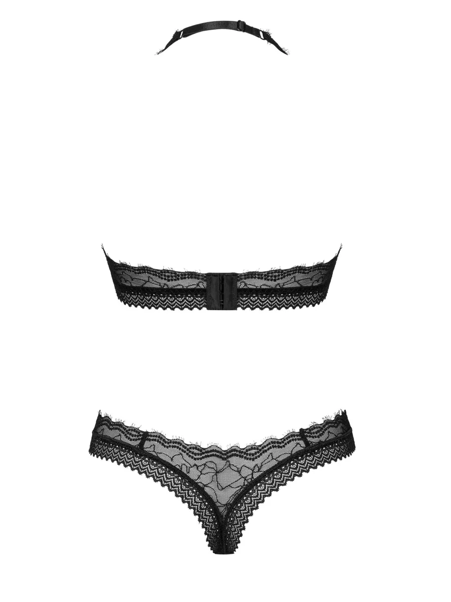 Obsessive Medilla Verführerisches schwarzes Spitzen-Set: Soft-BH und String