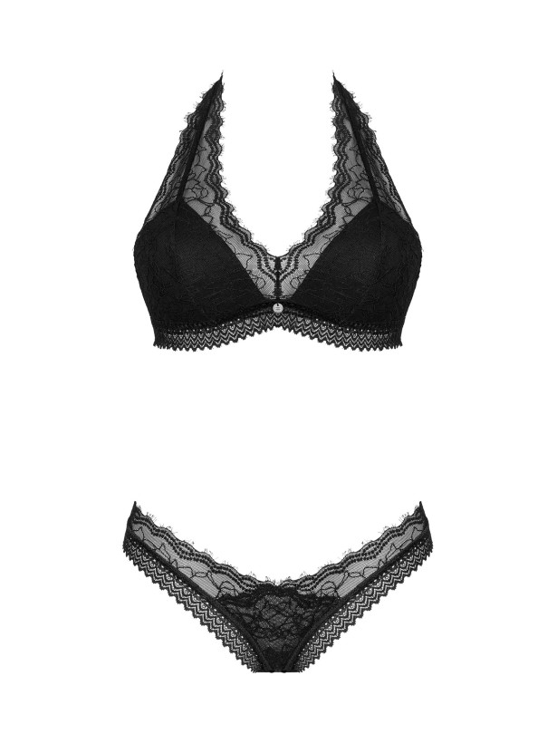 Black Lingerie Set Obsessive Medilla — Lace Bra