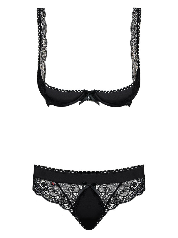 Black Lingerie Set Obsessive Miamor — Lace Cupless Bra