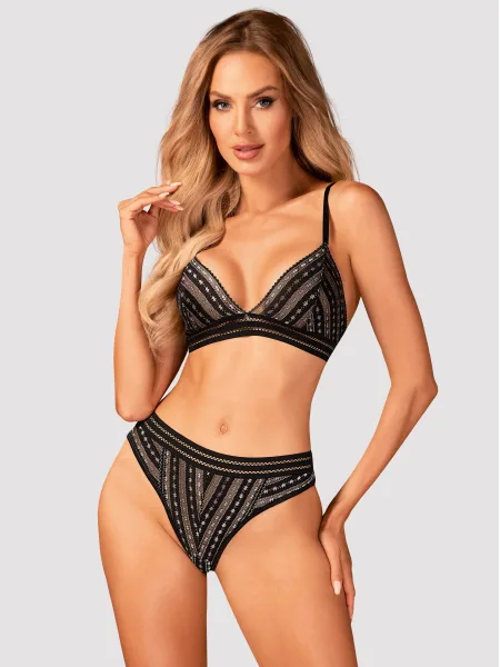 Black Lingerie Set Obsessive Natilya — Sheer Bralette
