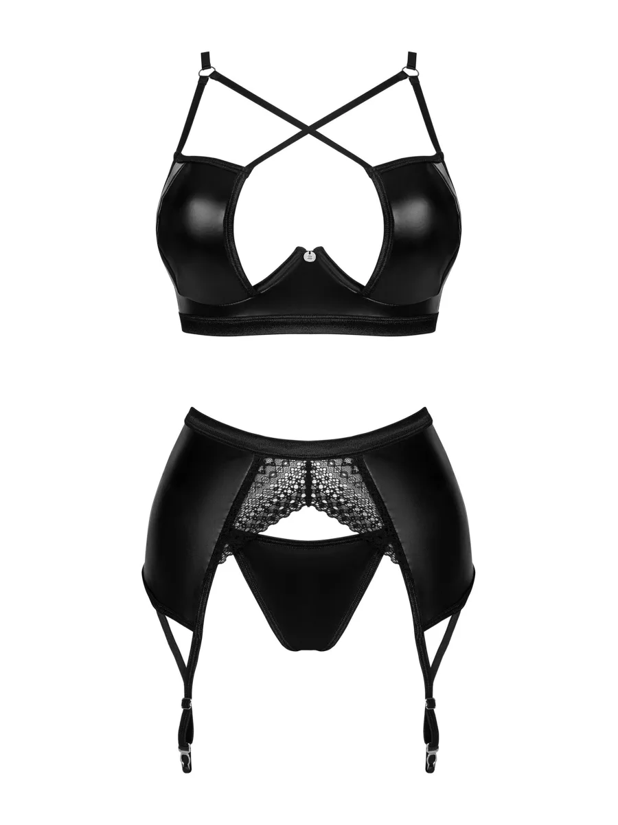 Black Lingerie Set Obsessive Norides — Zipper Detail