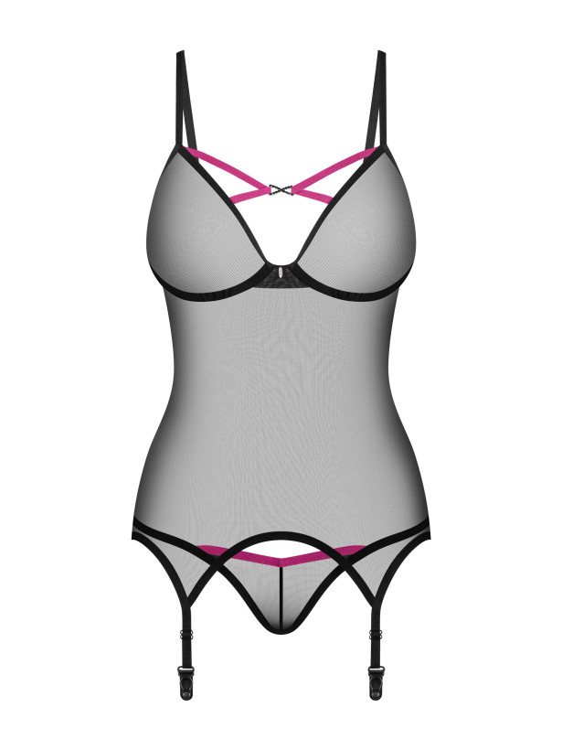 Black Lingerie Set Obsessive Novenes — Mesh Corset
