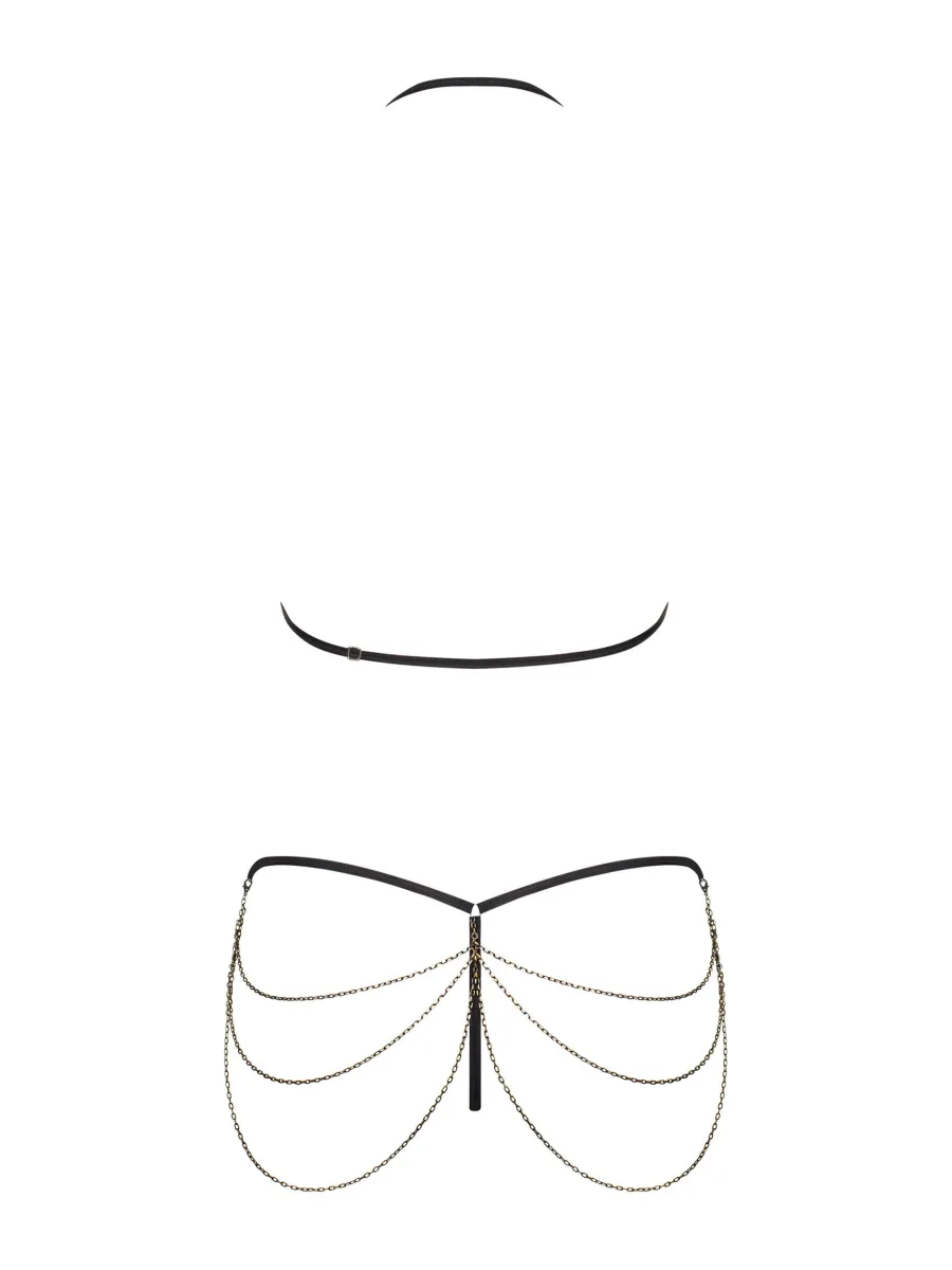 Black Lingerie Set Obsessive Redella — Chain Detail