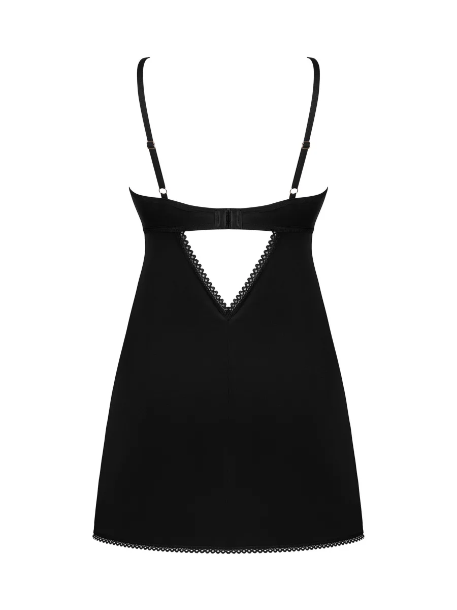 Black Lingerie Set Obsessive Rosenty — Floral Chemise