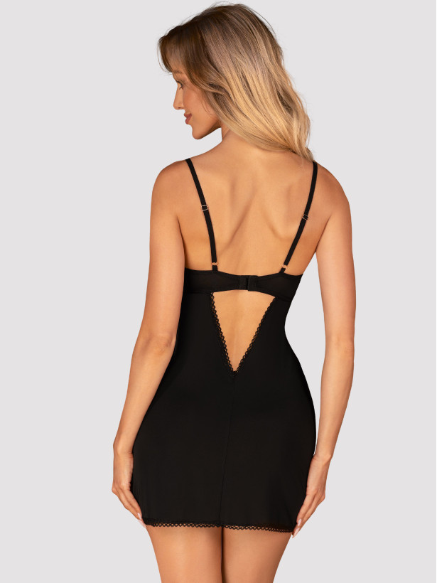 Black Lingerie Set Obsessive Rosenty — Floral Chemise