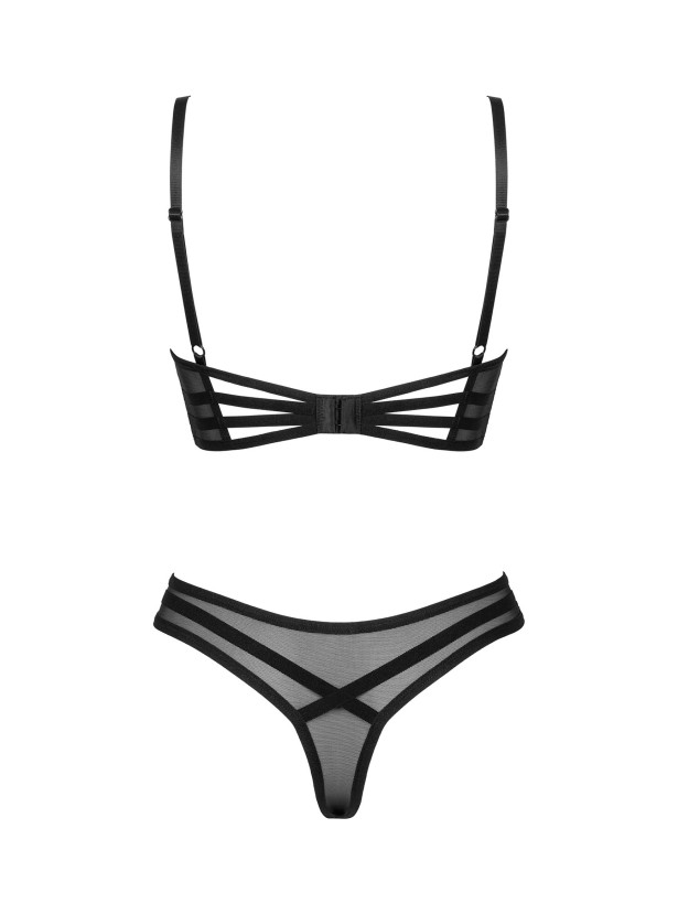 Black Lingerie Set Obsessive Roxelia — Sheer Mesh