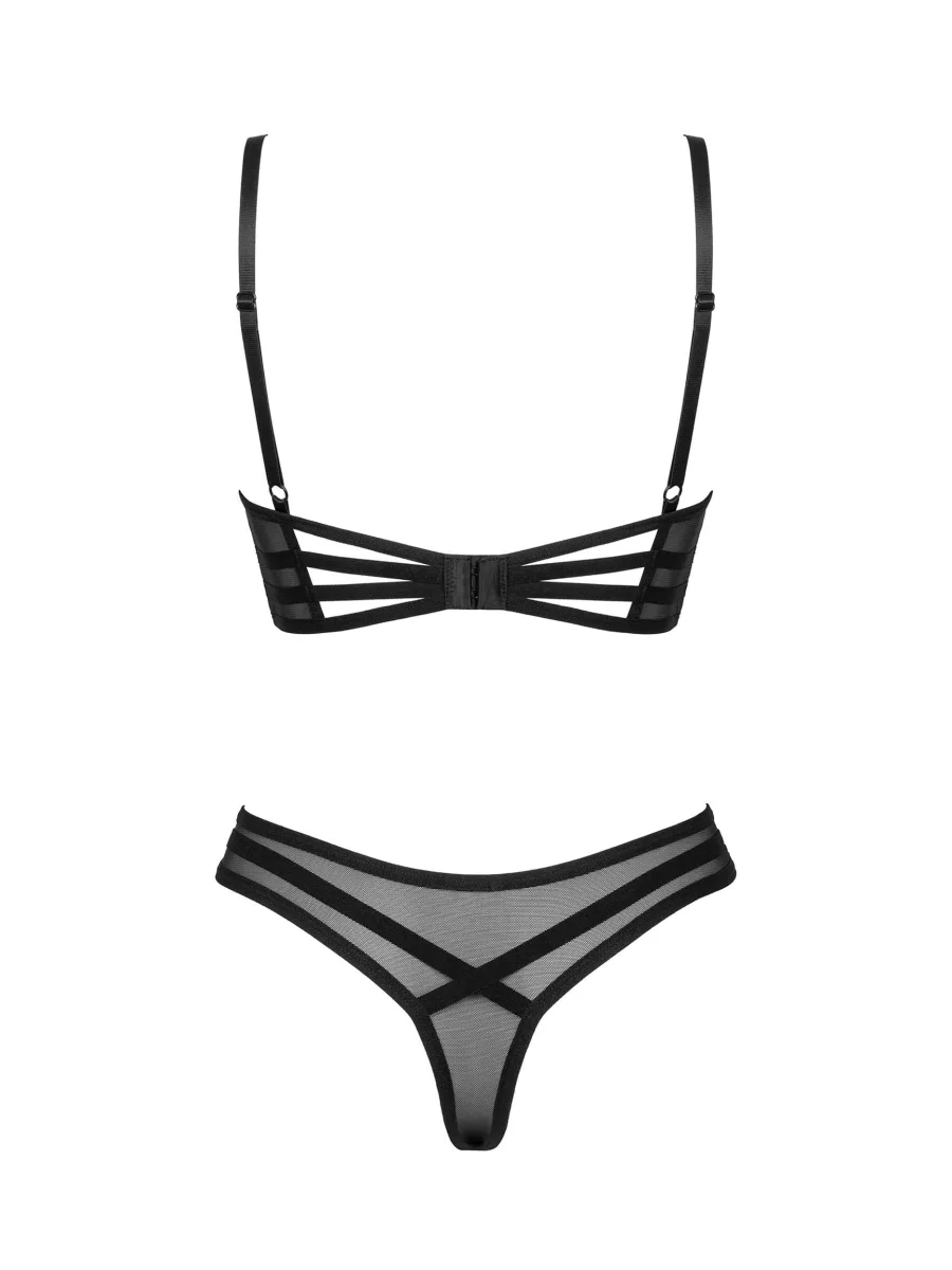 Black Lingerie Set Obsessive Roxelia — Sheer Mesh