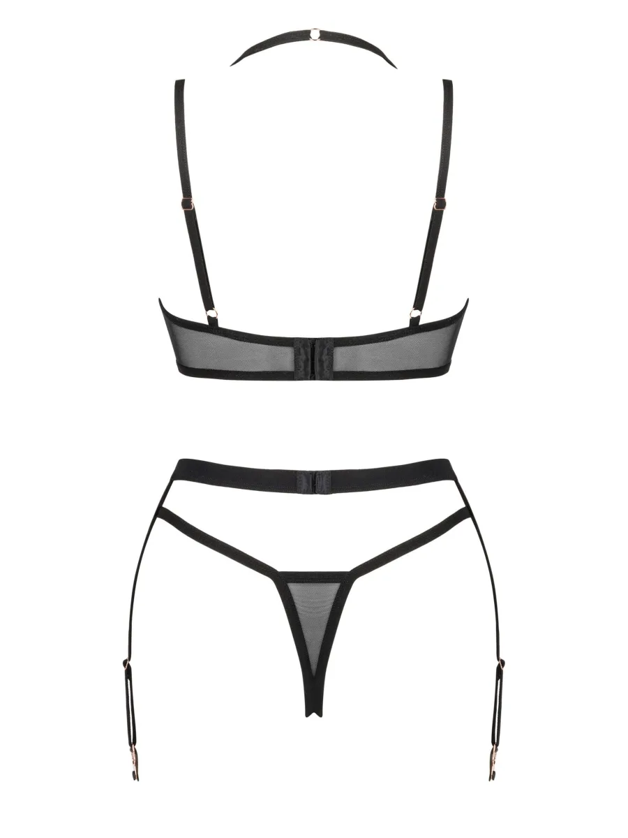 Black Lingerie Set Obsessive Selinne — 3-Piece