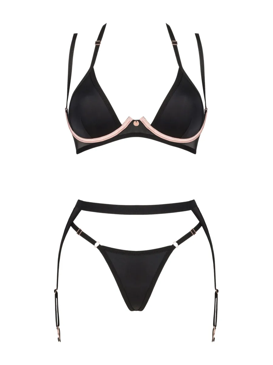 Black Lingerie Set Obsessive Selinne — 3-Piece