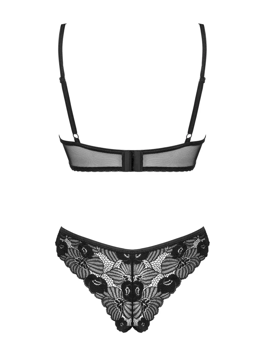 Obsessive Serena Love Schwarzes Spitzen-Set: Soft-BH und String