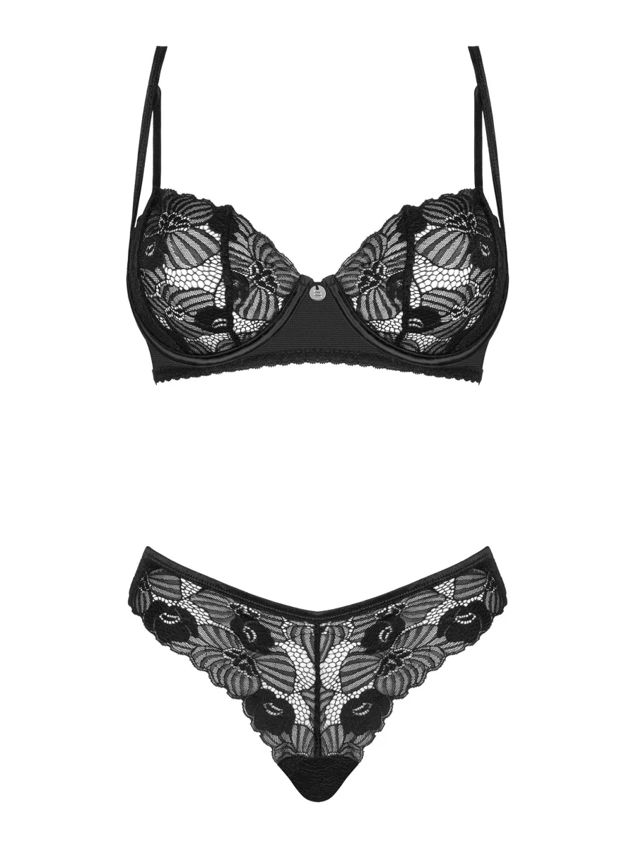Obsessive Serena Love Schwarzes Spitzen-Set: Soft-BH und String